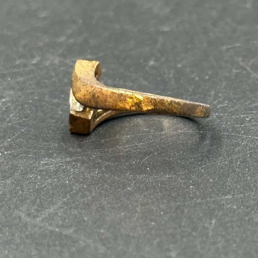 Vintage Marquise Bypass Ring Central Stone Gold Tone